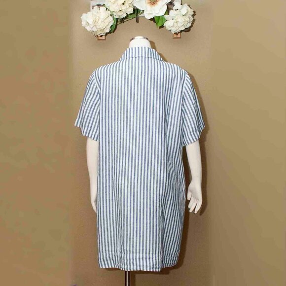 NWT J. Crew Bungalow Popover Linen Pinstripe Dress size XL - Picture 4 of 11